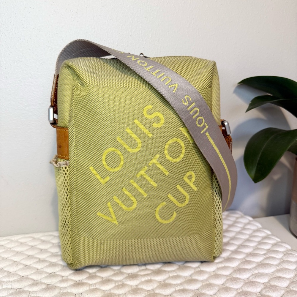 LOUIS VUITTON Cup Weatherly Crossbody Bag Canvas Damier Geant Yellow
